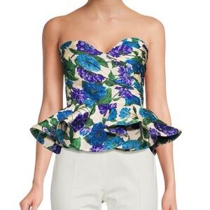 RONNY KOBO Tara Floral Silk Blend Peplum Top